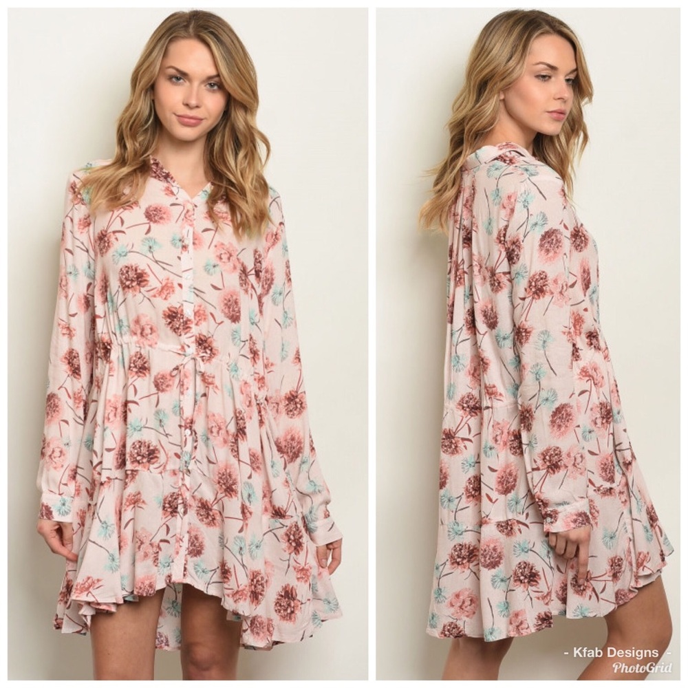 🌸LAST 1! Stunning Blush Floral Tie Waist Dress! - Picture 5 of 6